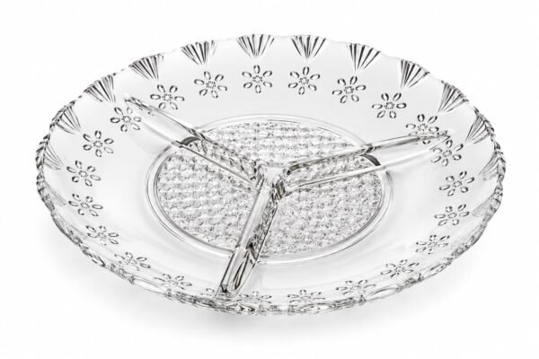 Petisqueira de Vidro com 3 Divisórias Floral 19,5 cm – Lyor