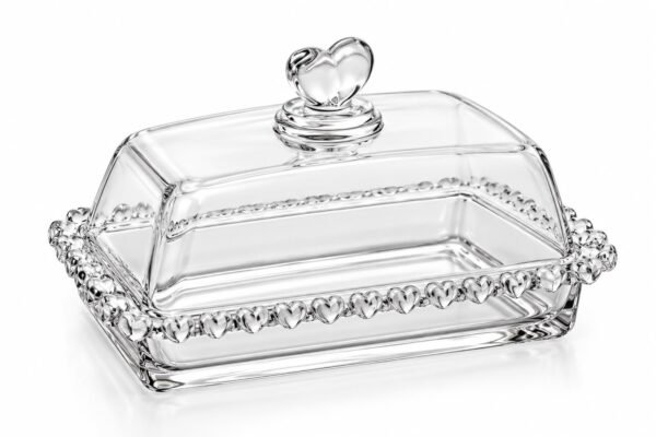 Manteigueira de Cristal com Tampa Coração 17 x 10,5 x 10 cm – Lyor