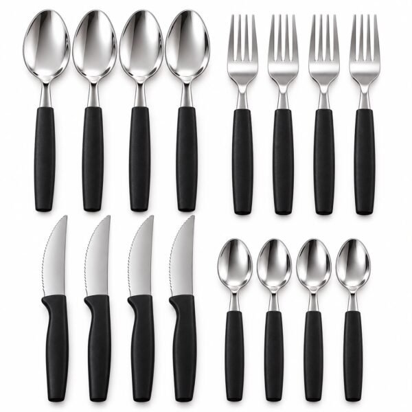 Kit de Talheres 16 Peças com Cabo Preto – Marca Original